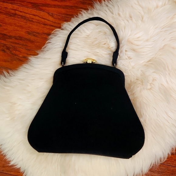 Vintage Handbags - Vintage Black Wool Handbag